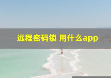 远程密码锁 用什么app